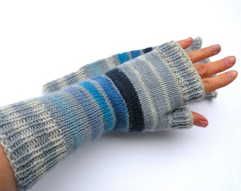 Hand Knit Wool Fingerless Long Gloves Arm, Hand, Wrist Warmers Texting, Computer, Driving Gloves Gift for her, Winter gloves, Gift for wife