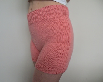 Wool Knit Shorts Hand Knit Underwear Srecha Wool Knit Shorts High Waisted Knit Shorts  Biker shorts Hiking Shorts