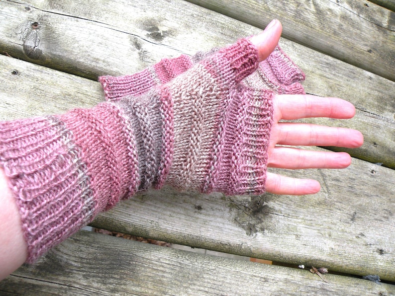 Hand Knit Wool Fingerless Long Gloves Arm, Hand, Wrist Warmers Texting, Computer, Driving Gloves Gift for her, Winter gloves, Gift for wife image 2