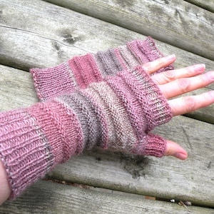 Hand Knit Wool Fingerless Long Gloves Arm, Hand, Wrist Warmers Texting, Computer, Driving Gloves Gift for her, Winter gloves, Gift for wife image 1