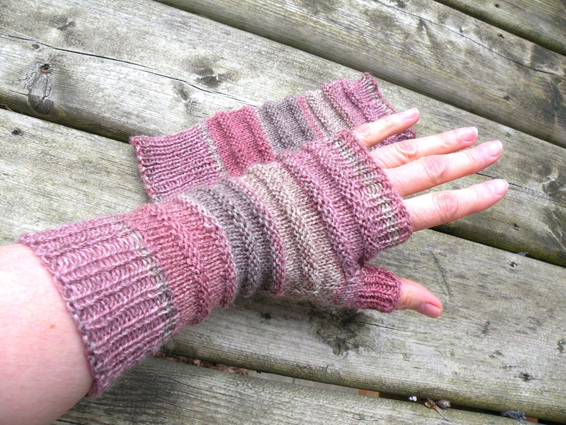 Hand Knit Wool Fingerless Long Gloves Arm, Hand, Wrist Warmers Texting, Computer, Driving Gloves Gift for her, Winter gloves, Gift for wife image 1