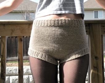 Women Hiking knit shorts Knit Yoga shorts Hand Knit  shorts Wool Knit shorts knitted panties High Waisted Knit Shorts