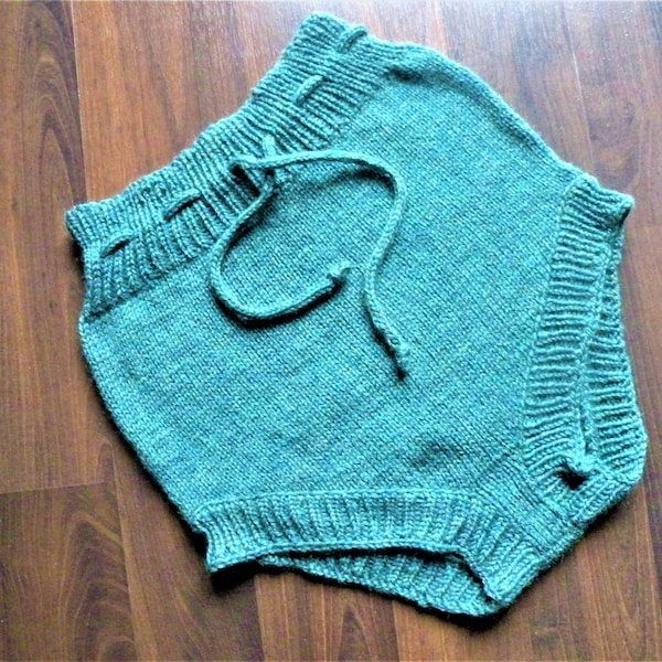 Hand Knit Wool Shorts: High Waisted Yoga Biker Shorts