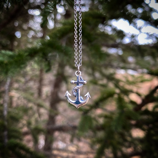 Sterling silver anchor charm pendant!  (Chain length options available)