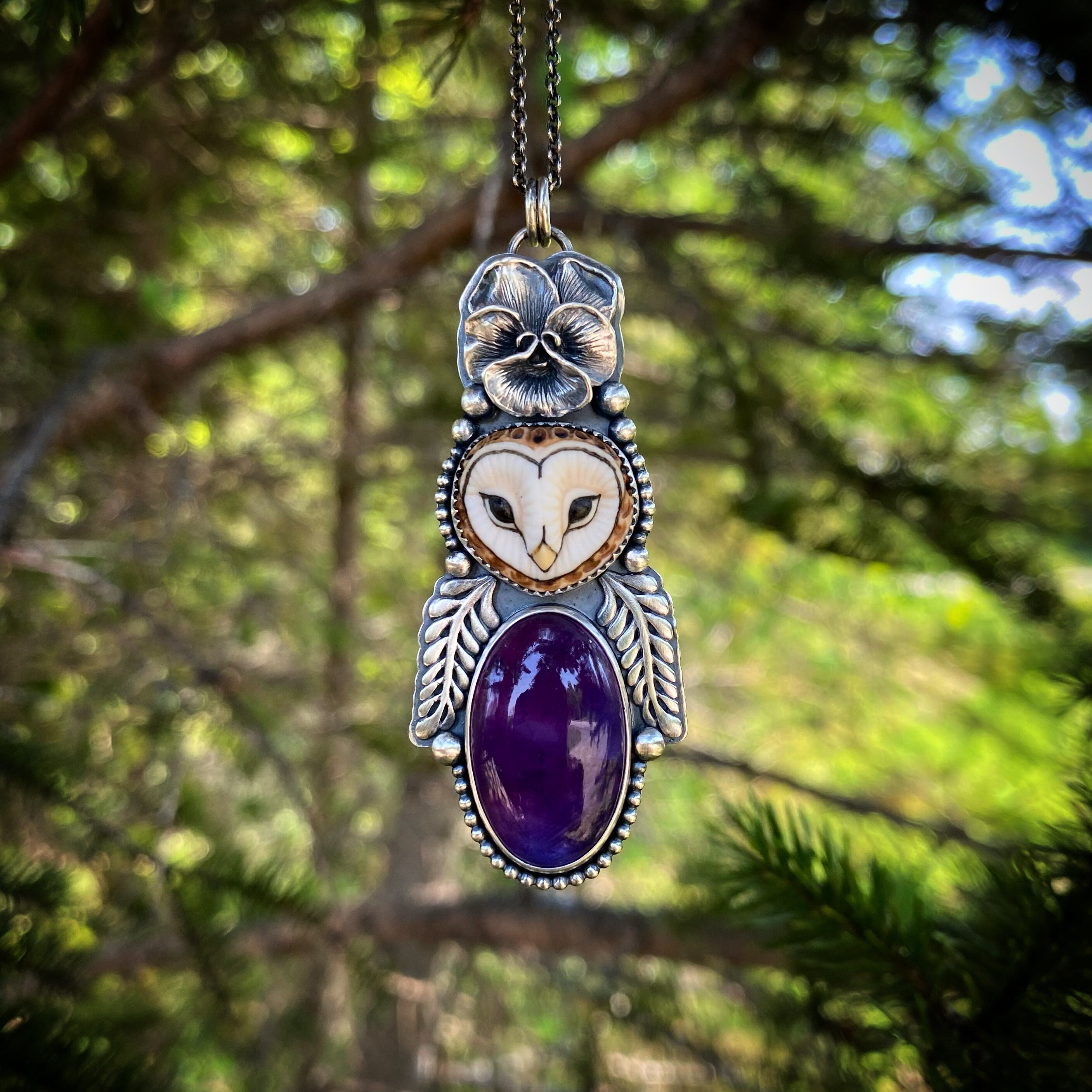 Amethyst owl necklace online