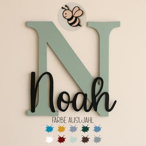 Placa de puerta de madera personalizada: placa con nombre para la habitación de los niños, regalo de nacimiento o bautizo.