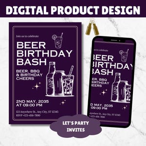 Let&#39;s Celebrate Invitation Template, Editable Surprise Birthday Party Invite, Anniversary Invites, It’s party time electronic invite,