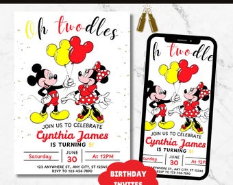 Minnie Birthday Invitation Editable Minnie Birthday Invitation Inspired Invite Oh Twodles Birthday Invitation Oh Twodles Invite Birthday