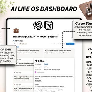 AI Notion Template, ChatGPT Productivity System, Second Brain Notion Life Planner Dashboard All-in-One Organizer Daily Planner, Digital Tool image 3