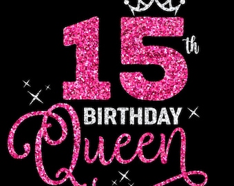 15th Birthday SVG, Fifteen Years Old Birthday Girl svg, It's My 15th Birthday Svg, Celebrating 15 Year Old Happy Birthday Cutting Files
