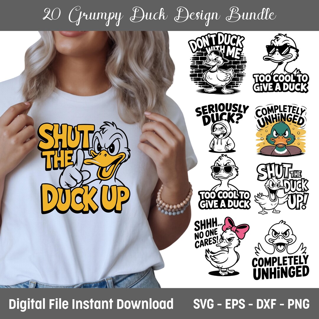 Sarcastic Duck Svg, Grumpy Duck SVG Bundle | Funny Duck Bundle ...