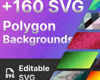 Bearbeitbare SVG-Polygon-Hintergründe: Gekacheltes digitales Papier (+160)