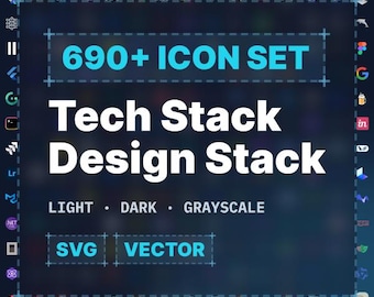 690+ Tech Stack & Design Stack Logos (Frontend, AI tools, Backend, Development Icons, Logo set)