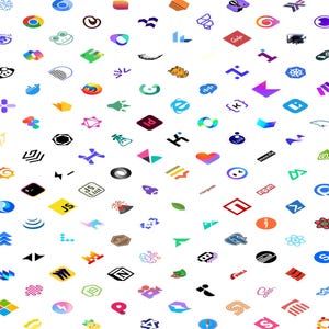 K&ouml;nnte beinhalten: Eine Sammlung verschiedener farbenfroher Logos und Icons, darunter solche f&uuml;r Software, soziale Medien und Technologie. Das Bild zeigt einen wei&szlig;en Hintergrund mit einer verstreuten Anordnung verschiedener Symbole, jedes mit einzigartigen Formen und Farben.