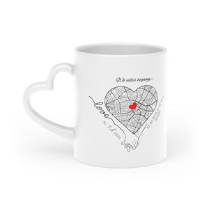 Wo Alles Begann Personalisierte Karte-Tasse | Personalisiertes Geschenk für Paare | Personalisiertes Valentinstagsgeschenk