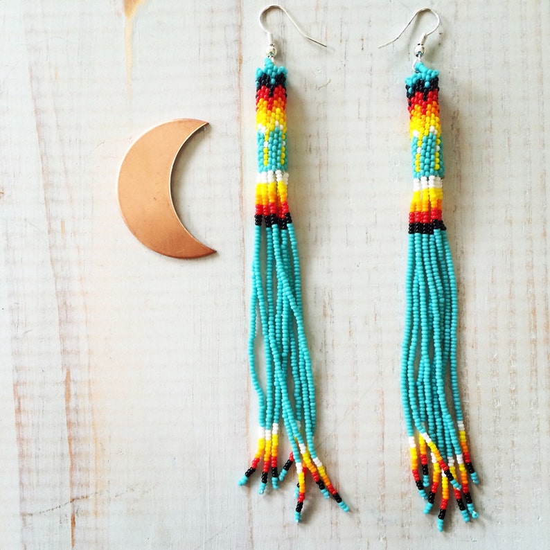 Long Beaded Earrings Etsy
