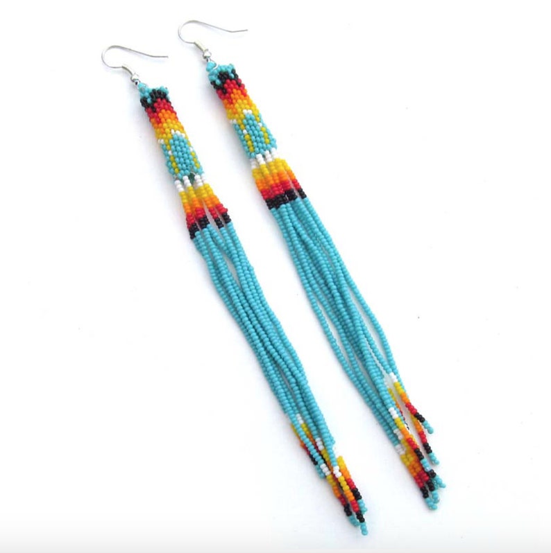 Long Beaded Earrings Etsy