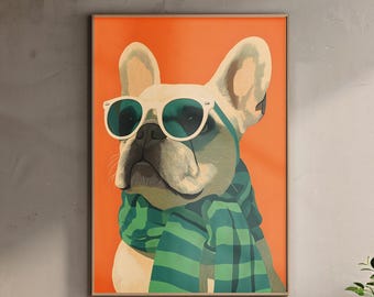 French Bulldog Art Print | Sunglasses & Scarf (Digital Download)