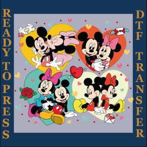 Minnie mouse Dtf, Mickey Mouse Dtf, Mouse Valentines Dtf, Retro Valentine&#39;s Day Dtf, Valentine Dtf Design,Minnie And Mickey Love Heat Press,