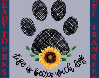 Floral Paw Print DTF: Dog Mom Heat Transfer