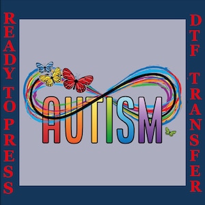 Camiseta de concienciación sobre el autismo (DTF), camiseta de mamá con autismo (DTF), prensa de calor para el mes de concienciación sobre el autismo, citas de concienciación (DTF), símbolo de infinito de mariposa para concienciación sobre el autismo
