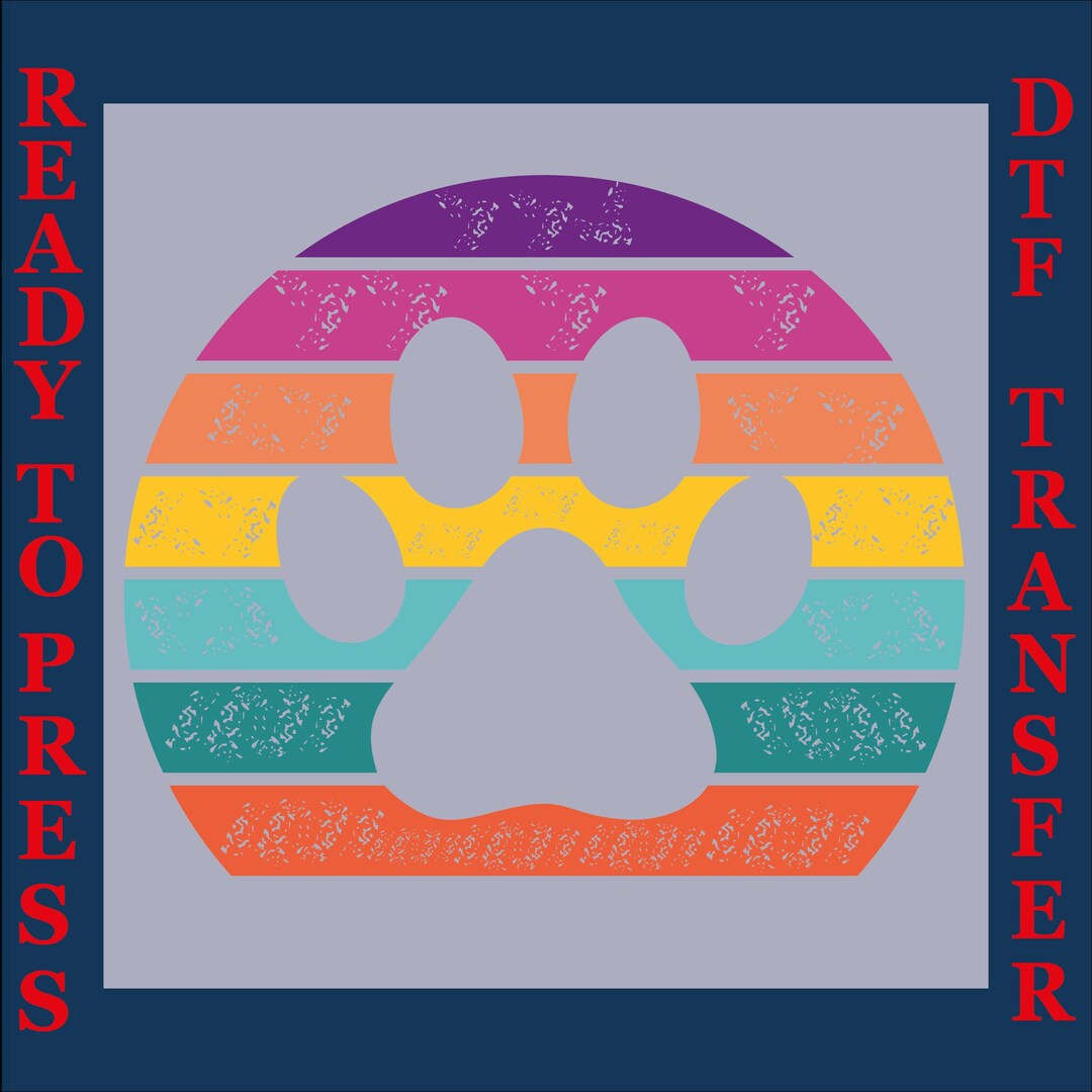 Retro Dog Paw DTF Print: Ready to Press Heat Transfer - Etsy