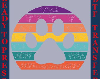 Retro Dog Paw DTF Print: Ready To Press Heat Transfer