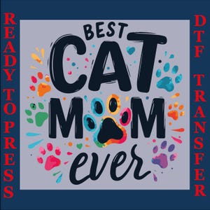 Katzenmutter Dtf, Groovy Katzenliebhaber bereit zum Drücken, trendiges Shirt-Design Dtf, Katzenmutter-Shirt Dtf, Wärmeübertragung, Katzenliebhaber Dtf, beste Katzenmutter aller Zeiten Dtf
