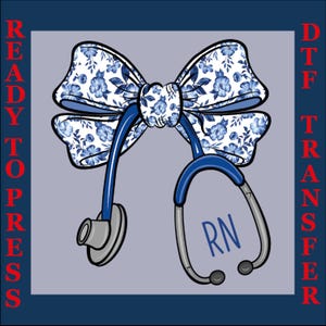 Nurse Coquette bow Valentine Dtf Print, Nurse Bow Dtf Ready To Press,Valentines Day Nurse Bow Ribbon Dtf, Nurse Coquette Dtf, Gift for nurse