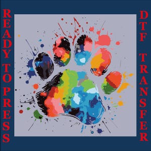 Colorful Dog Paw Heart Shape Dtf Prints, Dog Paw Ready To Press, Cute Paw Dtf, Dog Mom Shirt Dtf, Bright Colors Cat Paws Dtf, Dog Lover Dtf