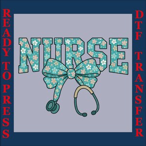 Nurse Coquette bow Valentine Dtf Print, Nurse Bow Dtf Ready To Press,Valentines Day Nurse Bow Ribbon Dtf, Nurse Coquette Dtf, Gift for nurse