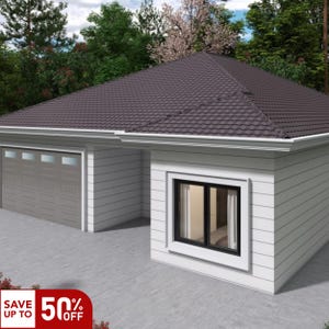 3 Bedroom 2 Bathroom Modern Farmhouse Blueprint, One Story Home Plan with Open Concept, Two Car Garage and Covered Porch Design