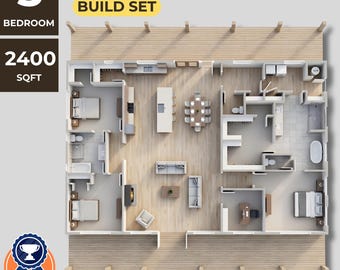 3 Schlafzimmer Barndom Haus Pläne, modernes Bauernhaus Ranch Stil (PDF Download)