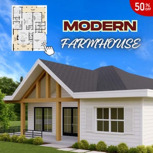 Modernes Bauernhaus Haus Grundriss 3 Schlafzimmer PDF Grundriss mit Garage Front Back Porch Instant Download Blaupausen