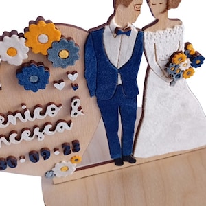 Cake Topper in Legno e Velluto - SPOSI -