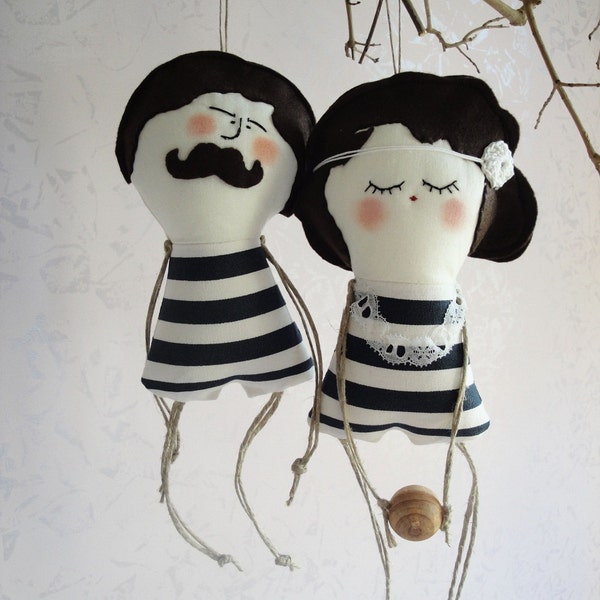 20% off SALE - Old fashioned Fragrant Man and his Wife - Handmade in Italy -
