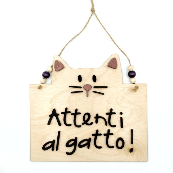 TARGA/FUORIPORTA in legno e velluto - CAT lovers