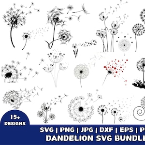 Dandelion SVG Bundle: Floral Clipart, Cut Files (Digital Download)