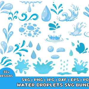 Water Drops SVG Bundle | Rain Drop Clipart and PNG | Water Droplet SVG for Cricut | Raining and Water Clipart | Instant Download