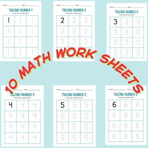 Early Math Skills and Learning, Number Tracing Worksheets 0-10 for Preschool & Kindergarten, Printable Handwriting Practice, PDF Download