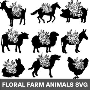 Farm Animals SVG Bundle, Cute Farm Animals SVG, Barn svg, Farmyard Animals svg, Sheep svg, Cow svg, Horse, Cut Files for Cricut, Silhouette