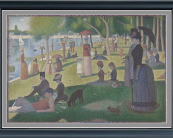 Sunday Afternoon On The Isle Of Grande Jatte - Cross Stitch Pattern PDF -Adapted From The Painting By Georges Seurat- 28.6"X19.2" 118 Colors