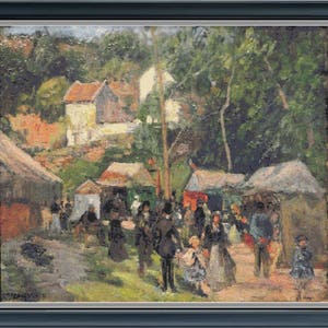Festival At the Hermitage - Cross Stitch Pattern - PDF Download - Adapted from the paiting by Camillo Pissarro -Finished Size: 25&quot; x21&quot;