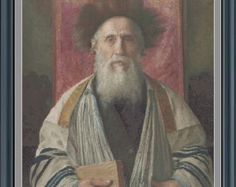 Portrait Of A Rabbi- Cross-Stitch Pattern-PDF File-For the Skilled Embroiderer-Adapted from a painting by Isador Kaufmann -114 Colors