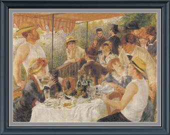 Luncheon Of The Boating Party-Cross Stitch Pattern-Adapted From The Painting By August Renoir-PDF Download-25" x 19" -101 Colors