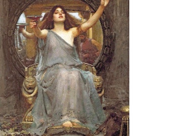 Circe Offering The Cup To Odysseus Cross Stitch Pattern-For The Skilled Embroiderer-Adapted From A Painting By John W. Waterhouse 132 Colors