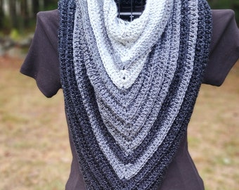 CROCHET PATTERN –  Rindge Scarf | Triangle Shawl Scarf Wrap | Downloadable PDF | Ombre Scarf