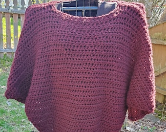 CROCHET PATTERN -- Cornish Poncho / Wrap / Sweater / PDF Download