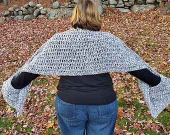 CROCHET PATTERN - Henniker Pocket Shawl / Pocket Wrap / Scarf with Pockets / PDF Download