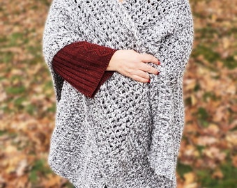 VIRKMÖNSTER - Highland Wrap | Ruana-mönster | Sjalmönster för kvinnor | PDF-nedladdning